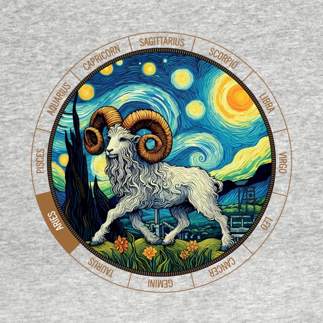 ZODIAC Aries - Astrological ARIRS - ARIRS - ZODIAC sign - Van Gogh style - 4 by ArtProjectShop